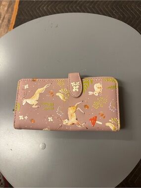 SHAG WEAR Rabbit & Deer Print Large Zipper Wallet - Pale Pink